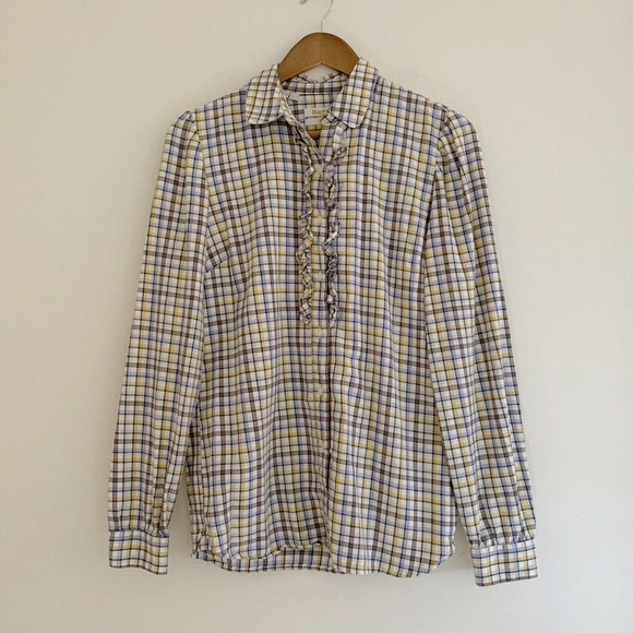 Barbour Tops - Barbour Plaid Ruffle Flannel Shirt Women's